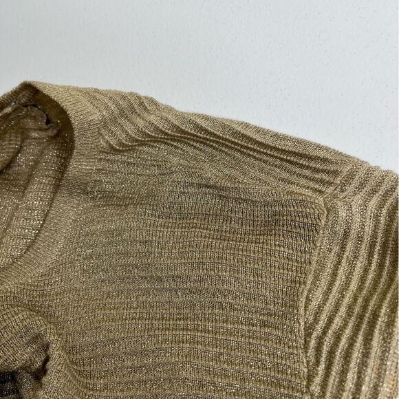 Vintage Talbots Gold Metallic Long Sleeve Button Neck Tunic Womens Medium FLAWS - Picture 8 of 16